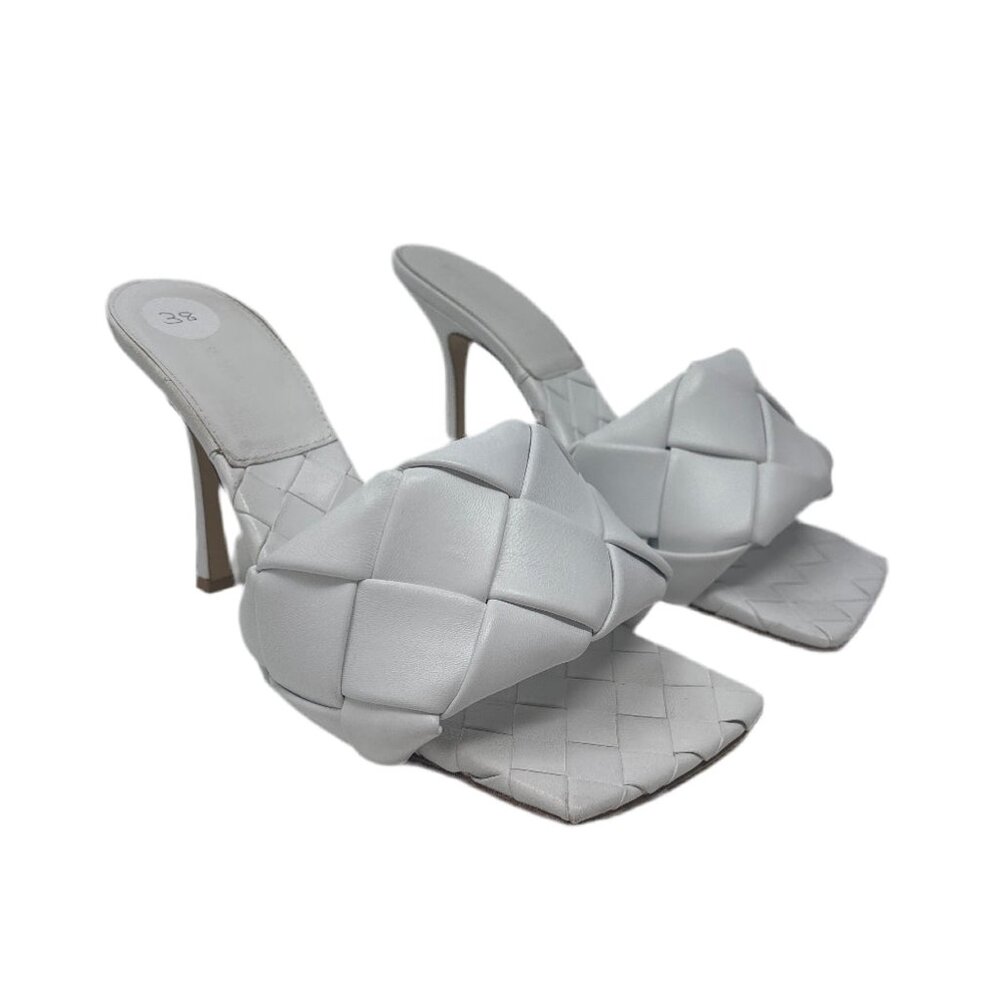 Bottega Veneta white leather sandal heels size-38